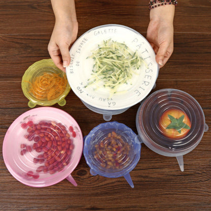 Silicone Stretch Lids in use