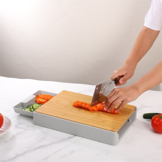 Chopping Board With Tray in use